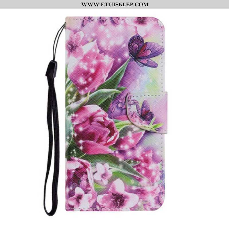 Etui Folio do Samsung Galaxy S21 FE Motyle I Tulipany